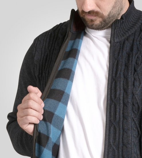 D555 Gillingham Gilet Tricoté Zippé Avec Doublure Bleu Marine - Sweatshirts & hoodies - Sweatshirts/Hoodies grande taille homme