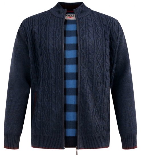 D555 Gillingham Gilet Tricoté Zippé Avec Doublure Bleu Marine - Sweatshirts & hoodies - Sweatshirts/Hoodies grande taille homme