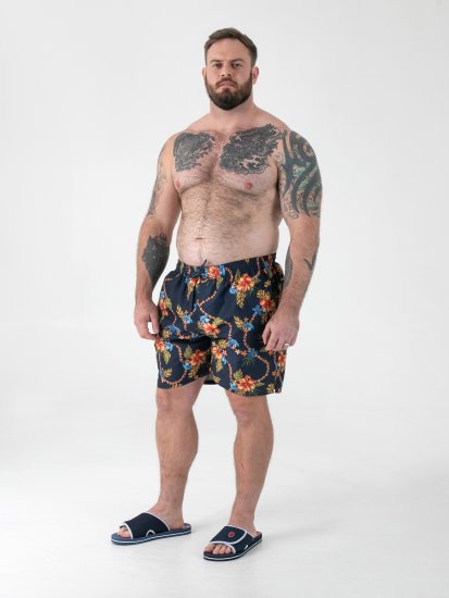 D555 Dawson AO Short de Bain avec Imprimé Hawaïen Bleu Marine - Sous-vêtements & bain - Sous-vêtements Grande Taille