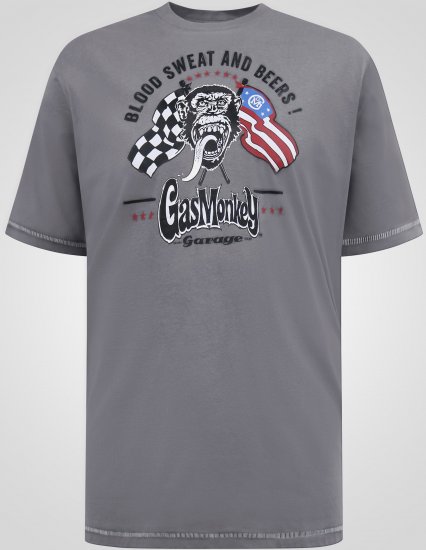 D555 Jasper Official Gas Monkey T-shirt Imprimé Gris - T-shirts - T-shirts Homme Grande Taille