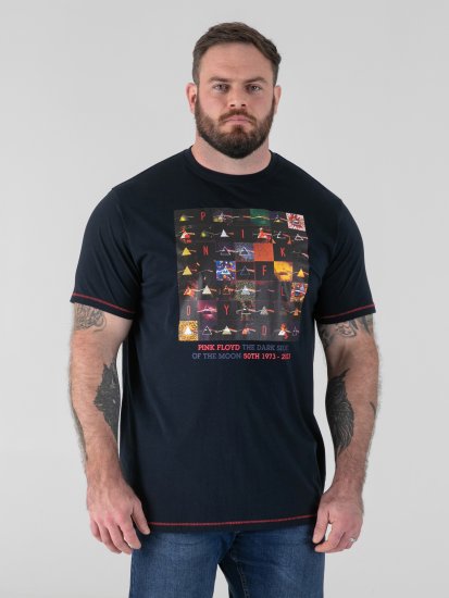D555 Otto Official Pink Floyd 50th Anniversary T-shirt Imprimé Bleu Marine - T-shirts - T-shirts Homme Grande Taille