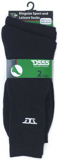 D555 Logan Sports And Leisure Socks 2-Pack Black - Sous-vêtements & Bain - Sous-vêtements Grande Taille