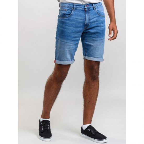 D555 Griffin Denim Shorts Stonewash - Shorts - Shorts hommes grande taille