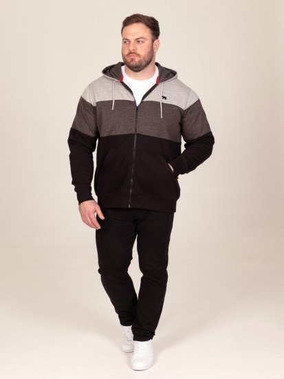 D555 Fitzgerald Zip Through Hoody With Cut & Sew Panels Noir - Sweatshirts & hoodies - Sweatshirts/Hoodies grande taille homme