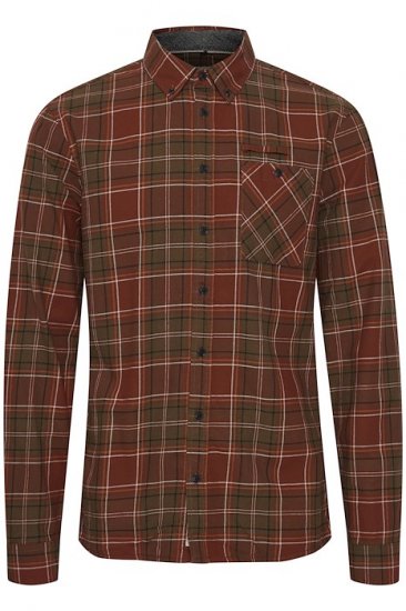 Blend Checked Long Sleeve Shirt 4324 Brown - Chemises - Chemises Grandes Tailles Hommes