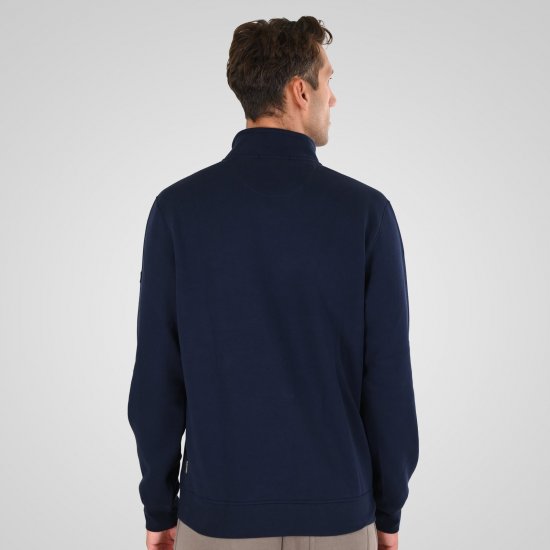 Double Outfitters MTOP-1163 Sweat-shirt col zippé Bleu marine - Sweatshirts & hoodies - Sweatshirts/Hoodies grande taille homme