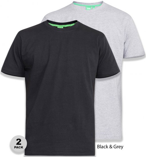D555 Fenton 2-pack Black/Grey T-shirt - T-shirts - T-shirts Homme Grande Taille