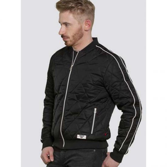 D555 Skipton Quilted Bomber Jacket Black - Vestes - Vestes homme grandes tailles