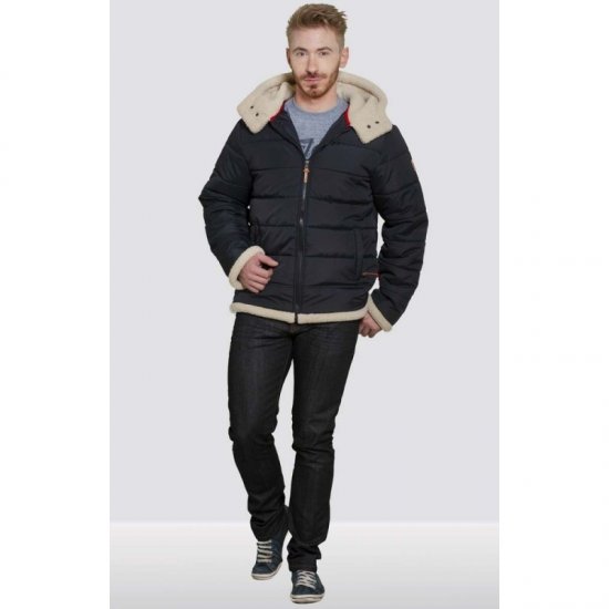 D555 Hudson Hooded Puffer Jacket Navy - Vestes - Vestes homme grandes tailles