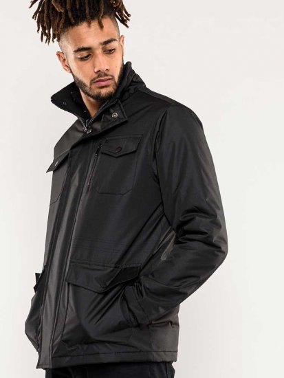 D555 Fargo Five Pocket Jacket With Ribbed Neck and Inner Quilting Black - Vestes - Vestes homme grandes tailles