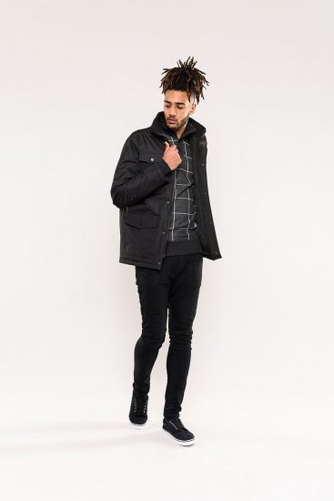 D555 Fargo Five Pocket Jacket With Ribbed Neck and Inner Quilting Black - Vestes - Vestes homme grandes tailles