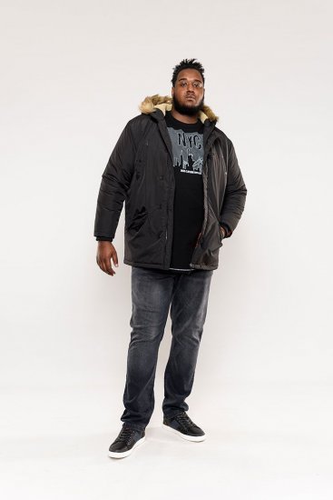 D555 Dundee Parka Jacket With Fur trimming and Teddy Fur Lined hood - Vestes - Vestes homme grandes tailles