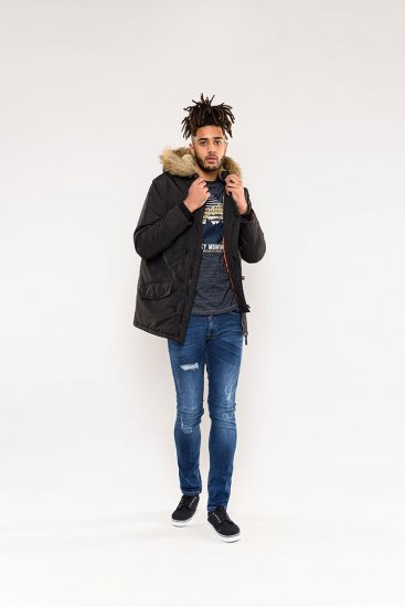 D555 Dundee Parka Jacket With Fur trimming and Teddy Fur Lined hood - Vestes - Vestes homme grandes tailles