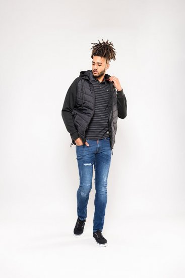 D555 Thorpe Hooded Quilted Jacket With Fleece Sleeves And Removable Fleece Hood - Vestes - Vestes homme grandes tailles