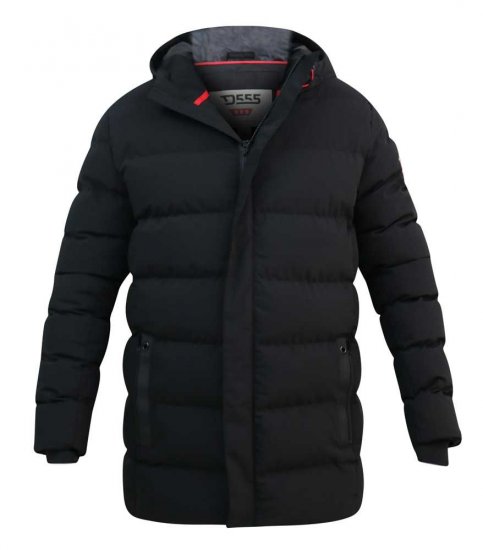 D555 Grove Quilted Parka Jacket Black - Vestes - Vestes homme grandes tailles