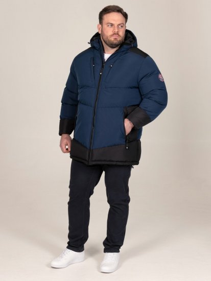 D555 Hank Ripstop Contrast Panelled Padded Hooded Jacket Bleu marine - Vestes - Vestes homme grandes tailles