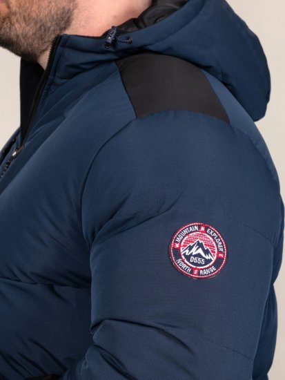 D555 Hank Ripstop Contrast Panelled Padded Hooded Jacket Bleu marine - Vestes - Vestes homme grandes tailles