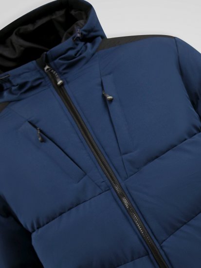 D555 Hank Ripstop Contrast Panelled Padded Hooded Jacket Bleu marine - Vestes - Vestes homme grandes tailles