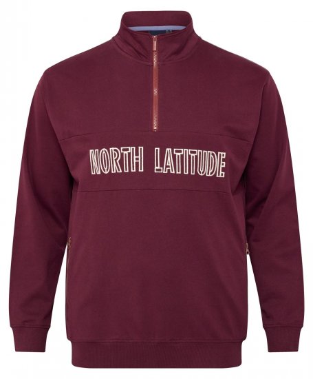 North Latitude Half Zip Sweat Bordeaux - Sweatshirts & hoodies - Sweatshirts/Hoodies grande taille homme