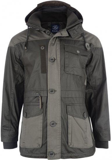 Kam Jeans Hooded Coat Olive - Vestes - Vestes homme grandes tailles