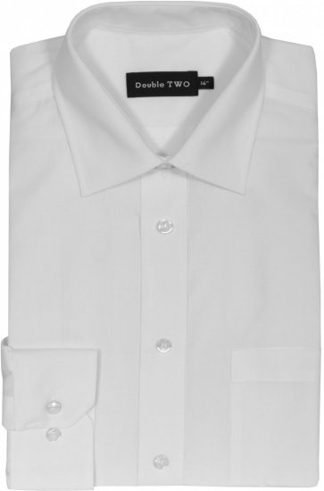 Double TWO Non-Iron Poplin Long Sleeve White - Chemises - Chemises Grandes Tailles Hommes