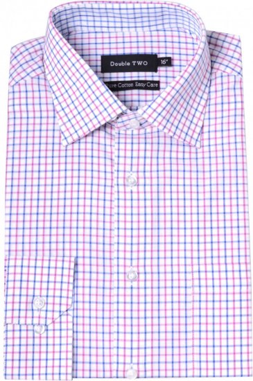 Double TWO Formal Shirt 3576 Pink L/S - Chemises - Chemises Grandes Tailles Hommes