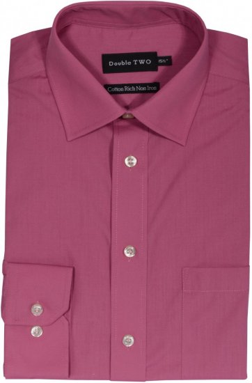 Double TWO Non-Iron Poplin Long Sleeve Dusky - Chemises - Chemises Grandes Tailles Hommes