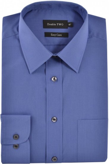 Double TWO Classic Easy Care Long Sleeve Navy - Chemises - Chemises Grandes Tailles Hommes