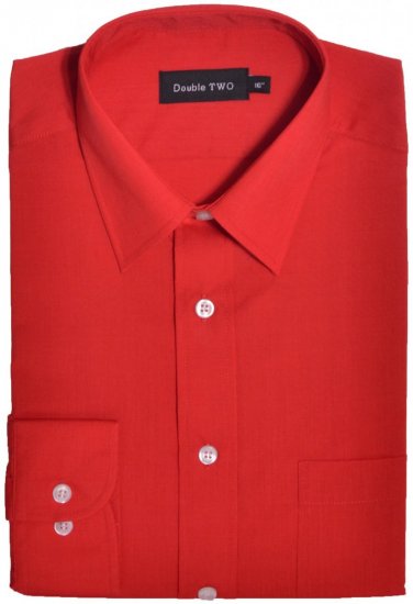 Double TWO Classic Easy Care Long Sleeve Red - Chemises - Chemises Grandes Tailles Hommes