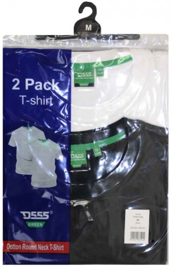 D555 Fenton 2-pack Black/White T-shirt - T-shirts - T-shirts Homme Grande Taille