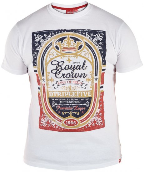 D555 Roderick White T-shirt - T-shirts - T-shirts Homme Grande Taille