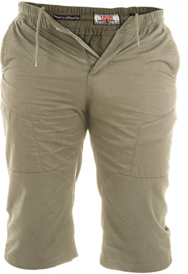 D555 Jefferson Long Length Cotton Short Khaki - Shorts - Shorts hommes grande taille