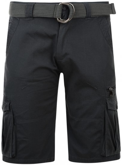 Kam Jeans Belted Cargo Shorts Charcoal - Shorts - Shorts hommes grande taille