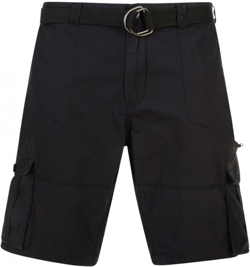 Kam Jeans Belted Cargo Shorts Black - Shorts - Shorts hommes grande taille