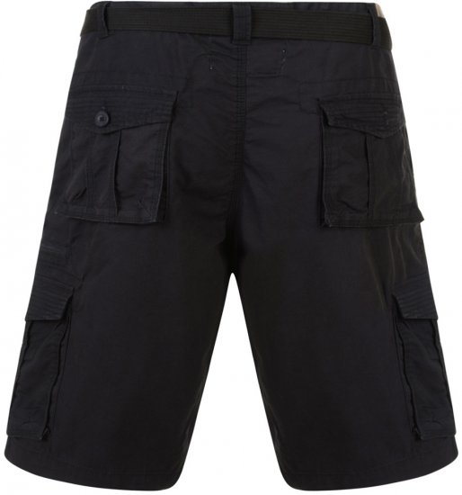 Kam Jeans Belted Cargo Shorts Black - Shorts - Shorts hommes grande taille