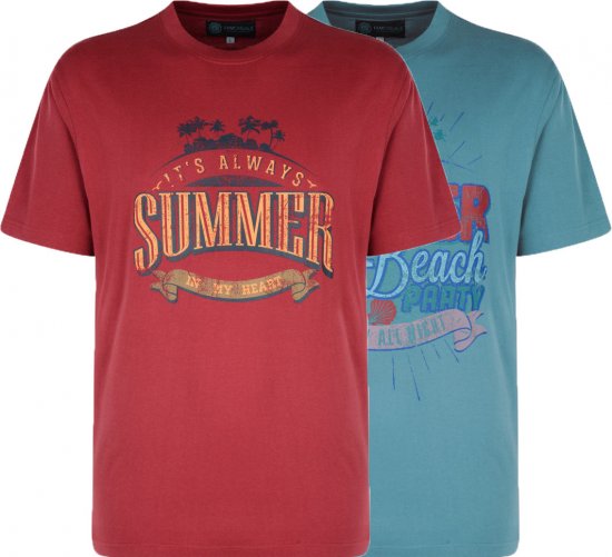 Kam Jeans Summer Beach 2-pack T-shirt - T-shirts - T-shirts Homme Grande Taille
