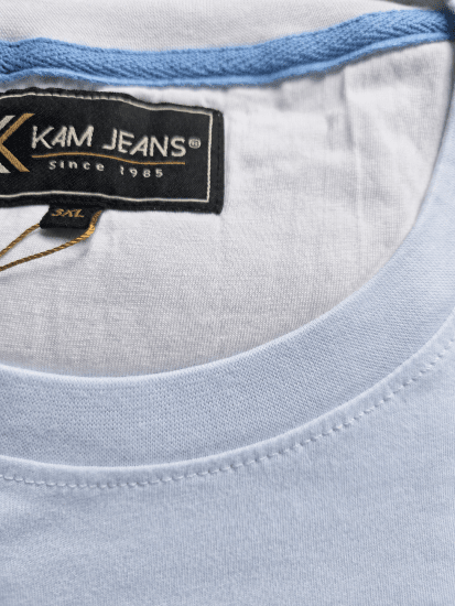 Kam Jeans 5780 Cut And Sew Panel T-Shirt Navy - T-shirts - T-shirts Homme Grande Taille
