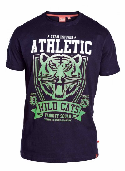 D555 STACY "Wild Cats" T-Shirt Navy - T-shirts - T-shirts Homme Grande Taille
