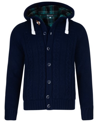 Kam Jeans Padded Knitted Cardigan Navy - Sweatshirts & hoodies - Sweatshirts/Hoodies grande taille homme