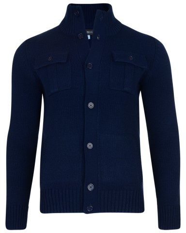 Kam Jeans Button Thru Knit Cardigan Navy - Sweatshirts & hoodies - Sweatshirts/Hoodies grande taille homme