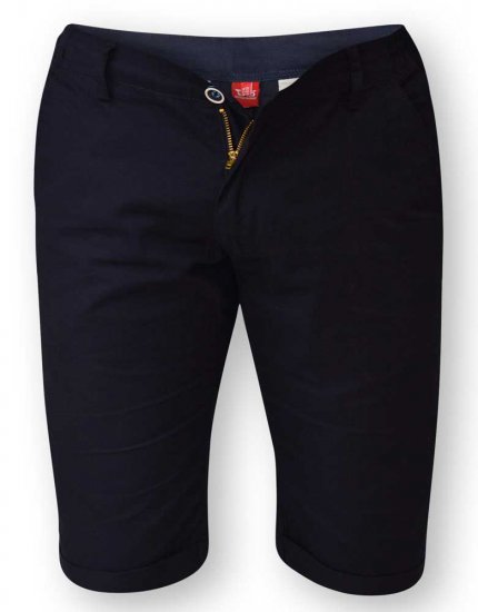 D555 PANAMA Chino Short With Side Elasticated Waist Navy - Shorts - Shorts hommes grande taille