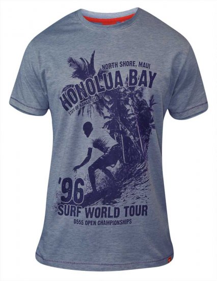 D555 CLAYTON Honolua Bay T-shirt Denim Marl - T-shirts - T-shirts Homme Grande Taille