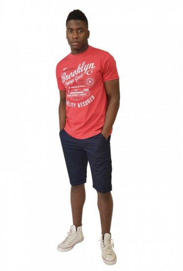 D555 NEAL Brooklyn Crew Neck T-Shirt Red - T-shirts - T-shirts Homme Grande Taille