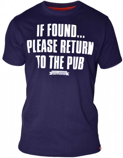 D555 SIMON 'Return To The Pub' T-Shirt Navy - T-shirts - T-shirts Homme Grande Taille