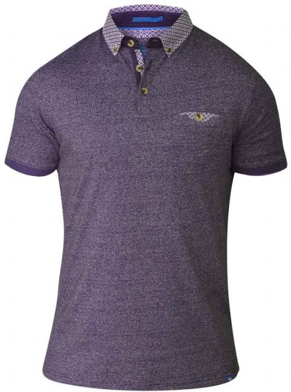 D555 DIEGO Short Sleeve Twist Polo Purple - Polos - Polos homme grande taille