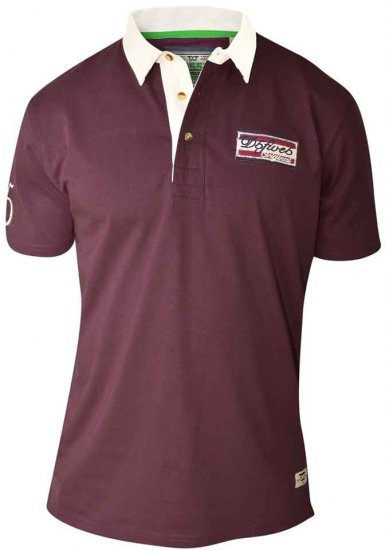 D555 NASH Short Sleeve Rugby Shirt Burgundy - Polos - Polos homme grande taille