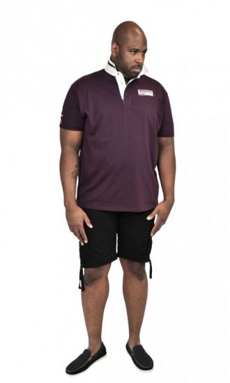 D555 NASH Short Sleeve Rugby Shirt Burgundy - Polos - Polos homme grande taille