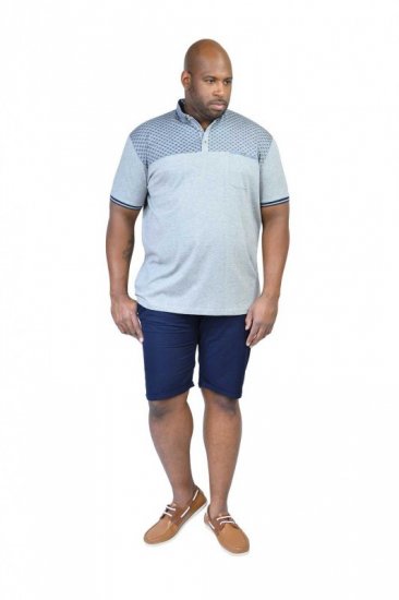 D555 MAURICE Top Paneled Short Sleeve Polo Grey - Polos - Polos homme grande taille