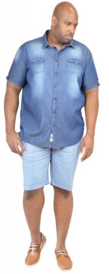 D555 DESTIN Twin Pocket Short Sleeve Vintage Denim Shirt - Chemises - Chemises Grandes Tailles Hommes