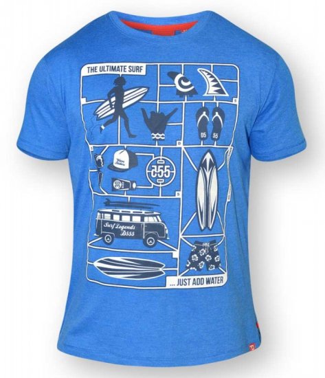D555 JARON Ultimate Surf T-Shirt Blue - T-shirts - T-shirts Homme Grande Taille